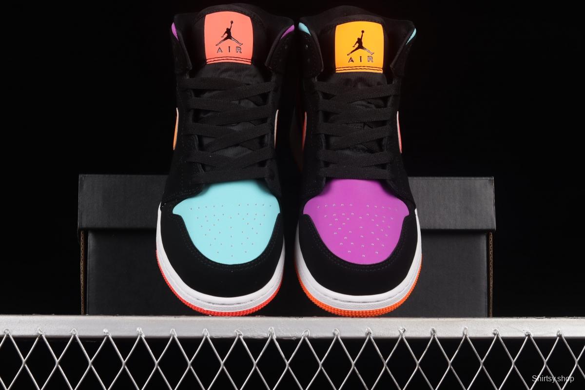Air Jordan 1 Mid candy mandarin duck 3m reflective matching basketball shoes 554725-083