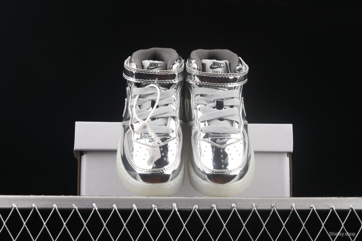 NIKE Air Force 1: 07 Mid WB dazzling ribbon lamp state size Kids 314197-8500
