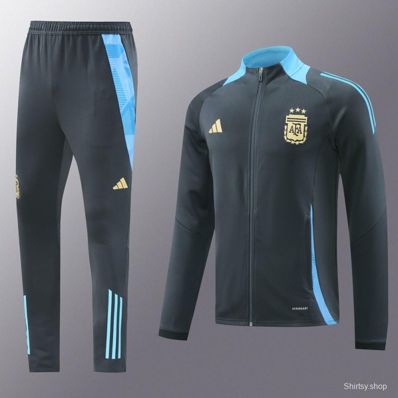 2024 Argentina Black Full Zipper Jacket +Long Pants