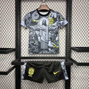 2024 Kids Brazil Christ The Redeemer Grey Special Jersey